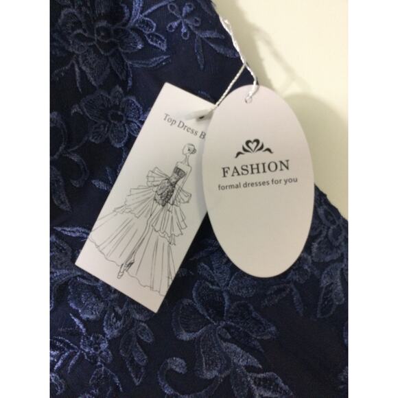 FORMAL 16 2X plus navy blue lace halter neck mother of bride midi dress NEW B46 - Picture 6 of 7